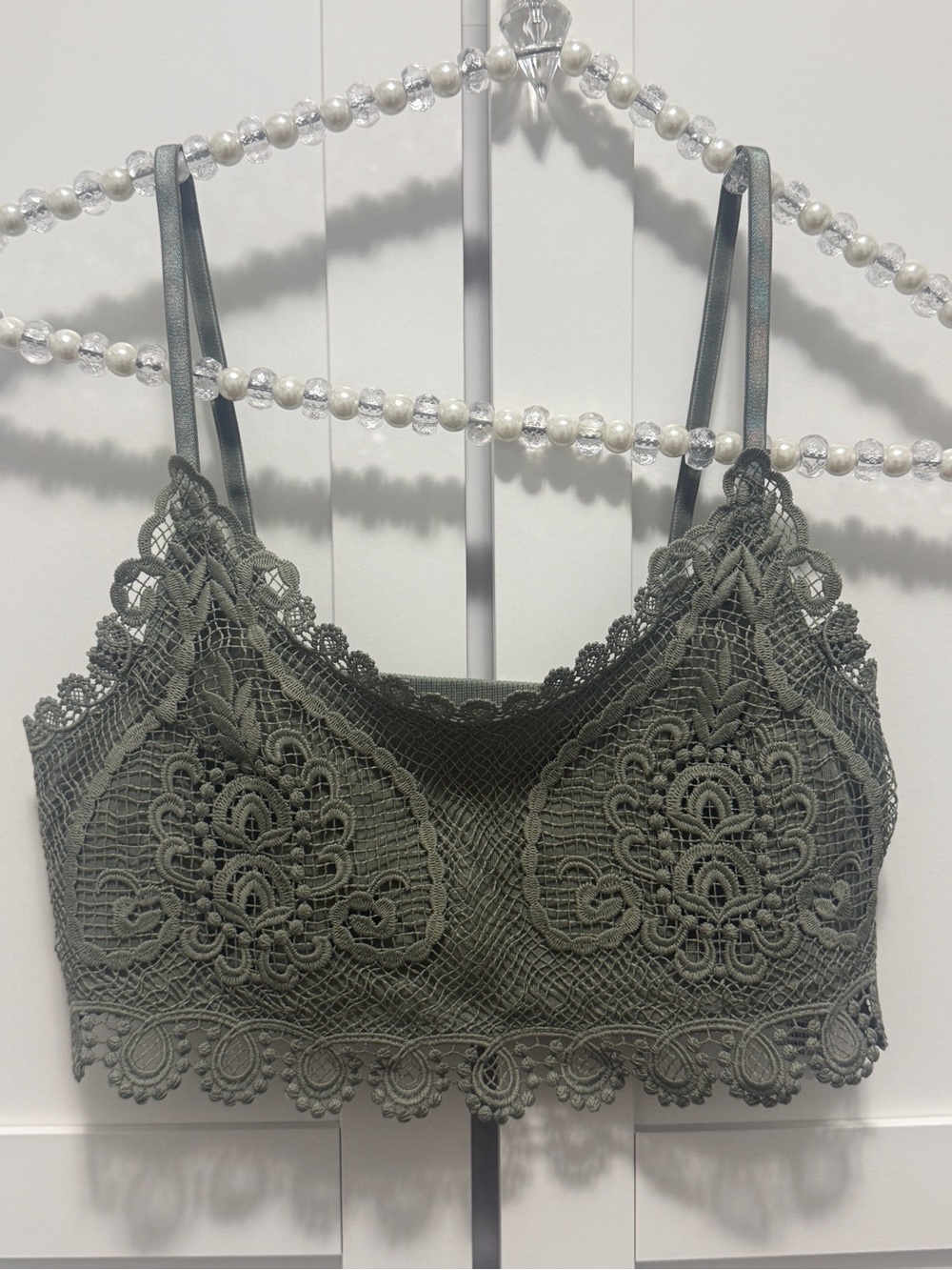 Topshop Petite Olive Green Lace Crochet Bralette US 4